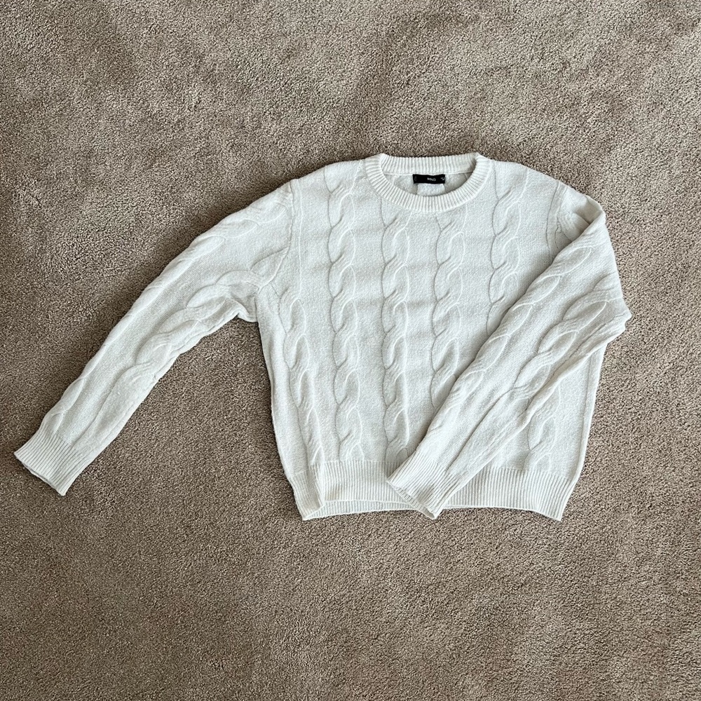 Wool Mango Cable Knit Sweater - Size XL